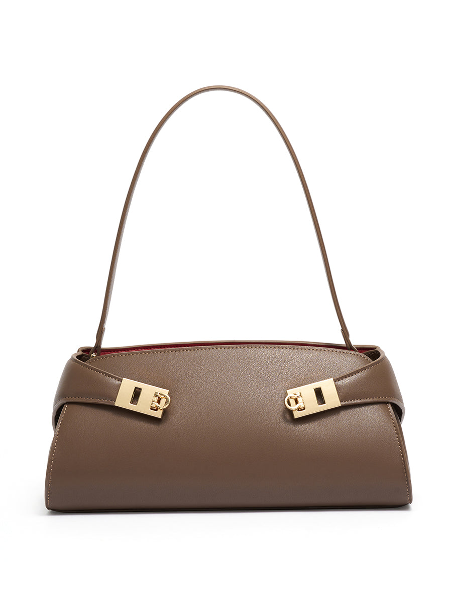 Graceful Genuine Leather Baguette Clutch Bag