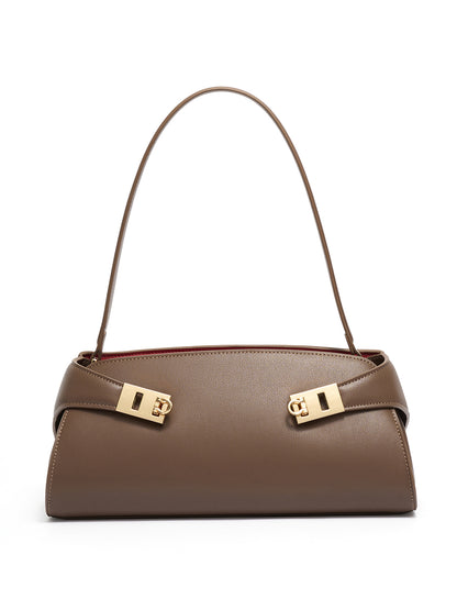 Graceful Genuine Leather Baguette Clutch Bag
