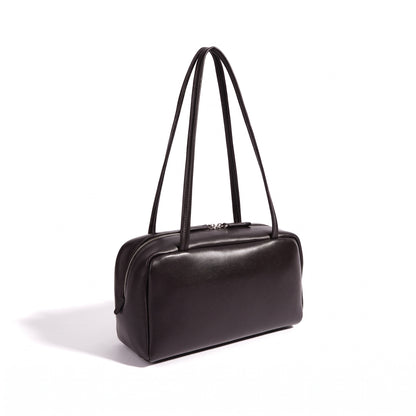 Bolso de mano tipo clutch minimalista de piel de oveja genuina con forma de bolera