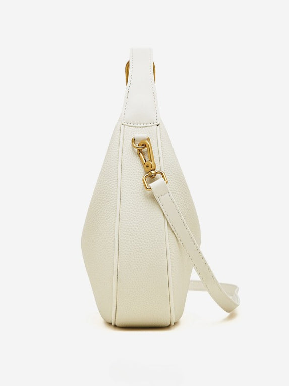 Modern Half-Moon Genuine Leather Bag - Versatile 2-Way Carry Pebbled Hobo