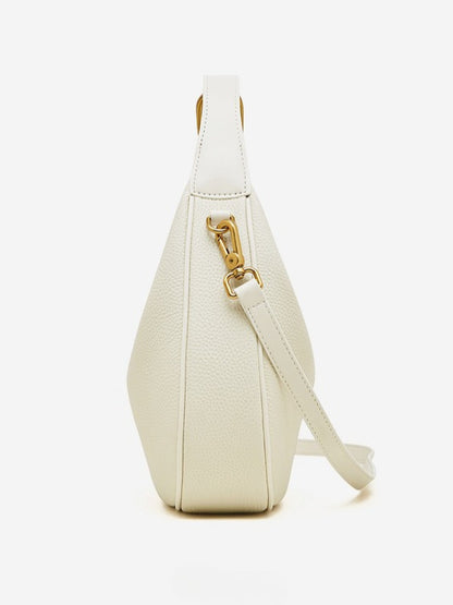 Modern Half-Moon Genuine Leather Bag - Versatile 2-Way Carry Pebbled Hobo