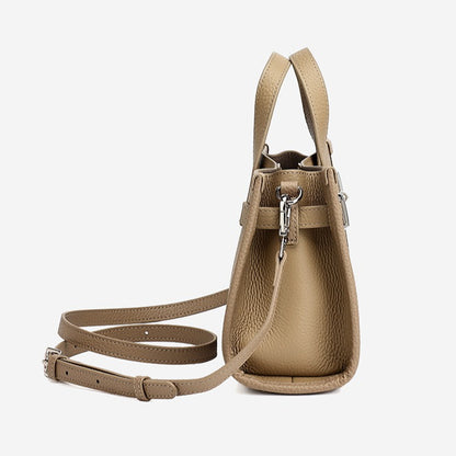 Minimalist Pebbled Genuine Leather Kelly Clutch Bag with Metal Turn Lock