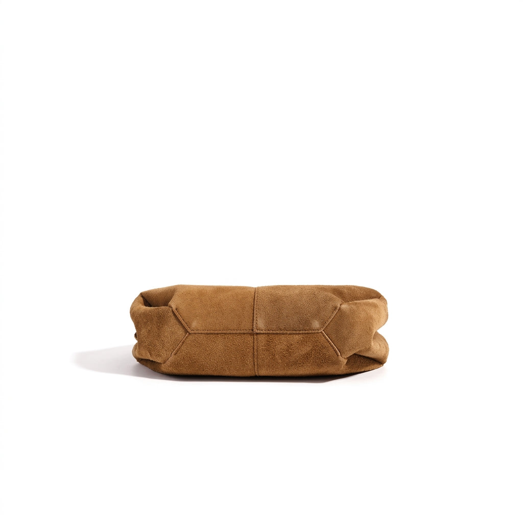 Geantă clutch tote vintage din piele întoarsă naturală, cu portmoneu pentru monede