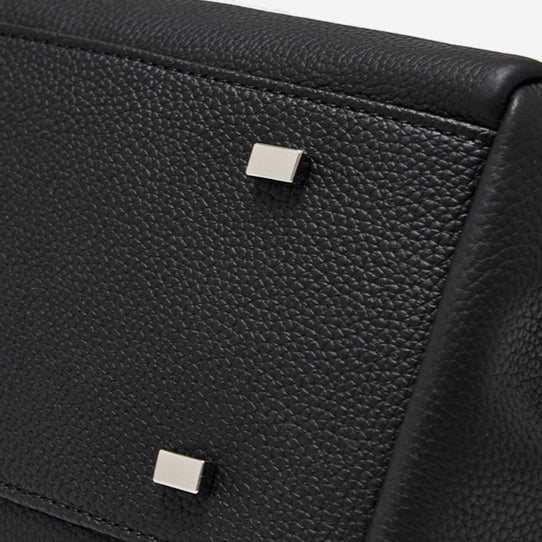 Sleek Pebbled Grain Texture Flap Genuine Leather Tote Clutch Bag