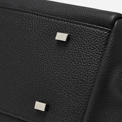 Sleek Pebbled Grain Texture Flap Genuine Leather Tote Clutch Bag