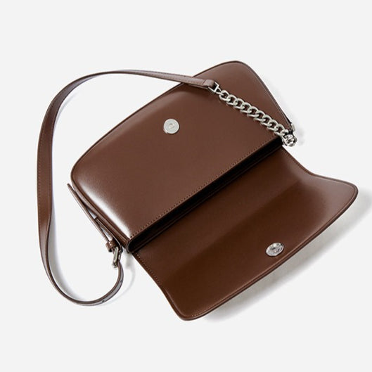Minimalist Vintage Genuine Leather Baguette Saddle Bag