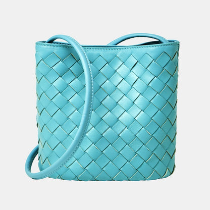Handgefertigte gewebte Premium-weiche Echtleder-Schafsfell-Umhänge-Bucket Bag