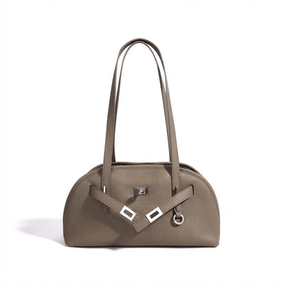 Borsa pochette a mezzaluna capiente in vera pelle dai colori vivaci
