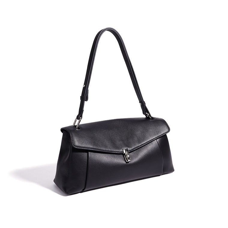 Muted Pebbled Genuine Leather Flap Clutch Bag