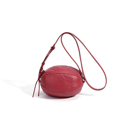 Modern Supple Genuine Sheepskin Leather Oval Rugby Clutch Bag