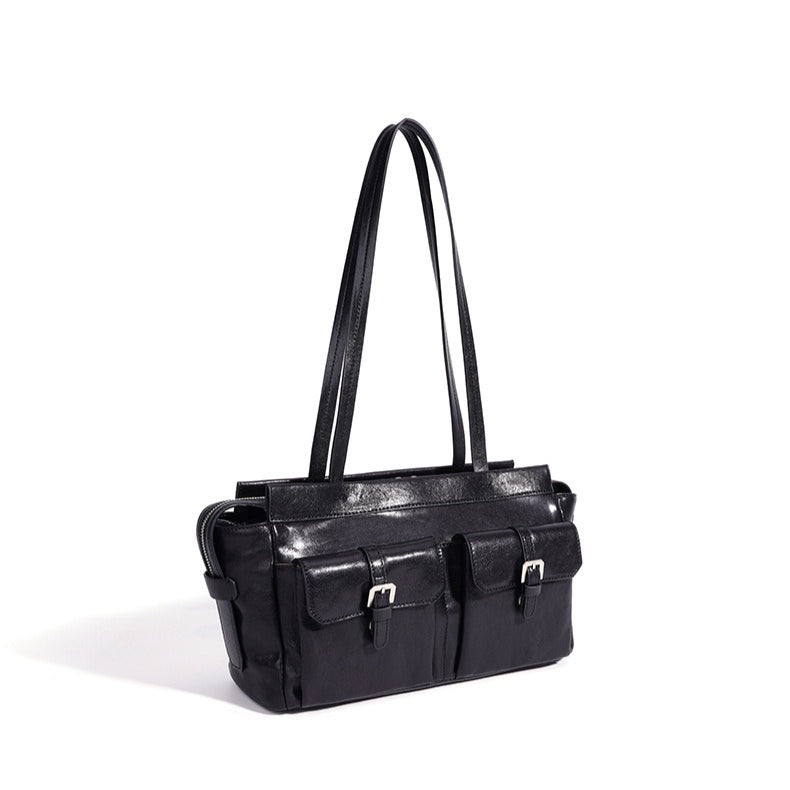 Vintage Genuine Leather Cargo Satchel Clutch Bag