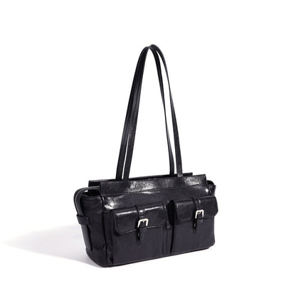 Vintage Genuine Leather Cargo Satchel Clutch Bag