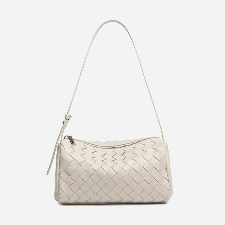 Minimalist Woven Genuine Sheepskin Baguette Clutch Bag