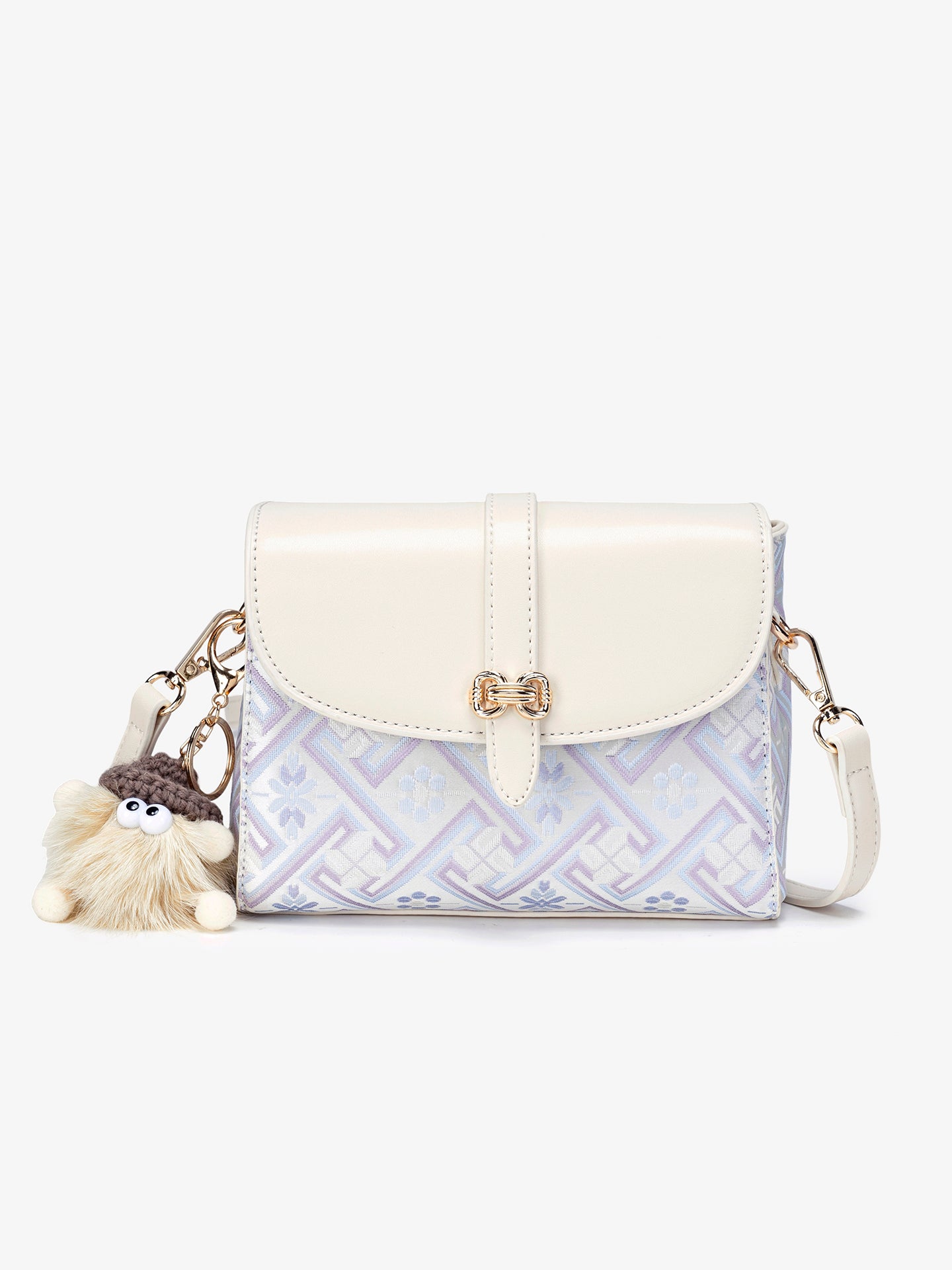 Vintage Oriental Embroidery Vegan Eco-leather Clutch Bag with Playful Charm