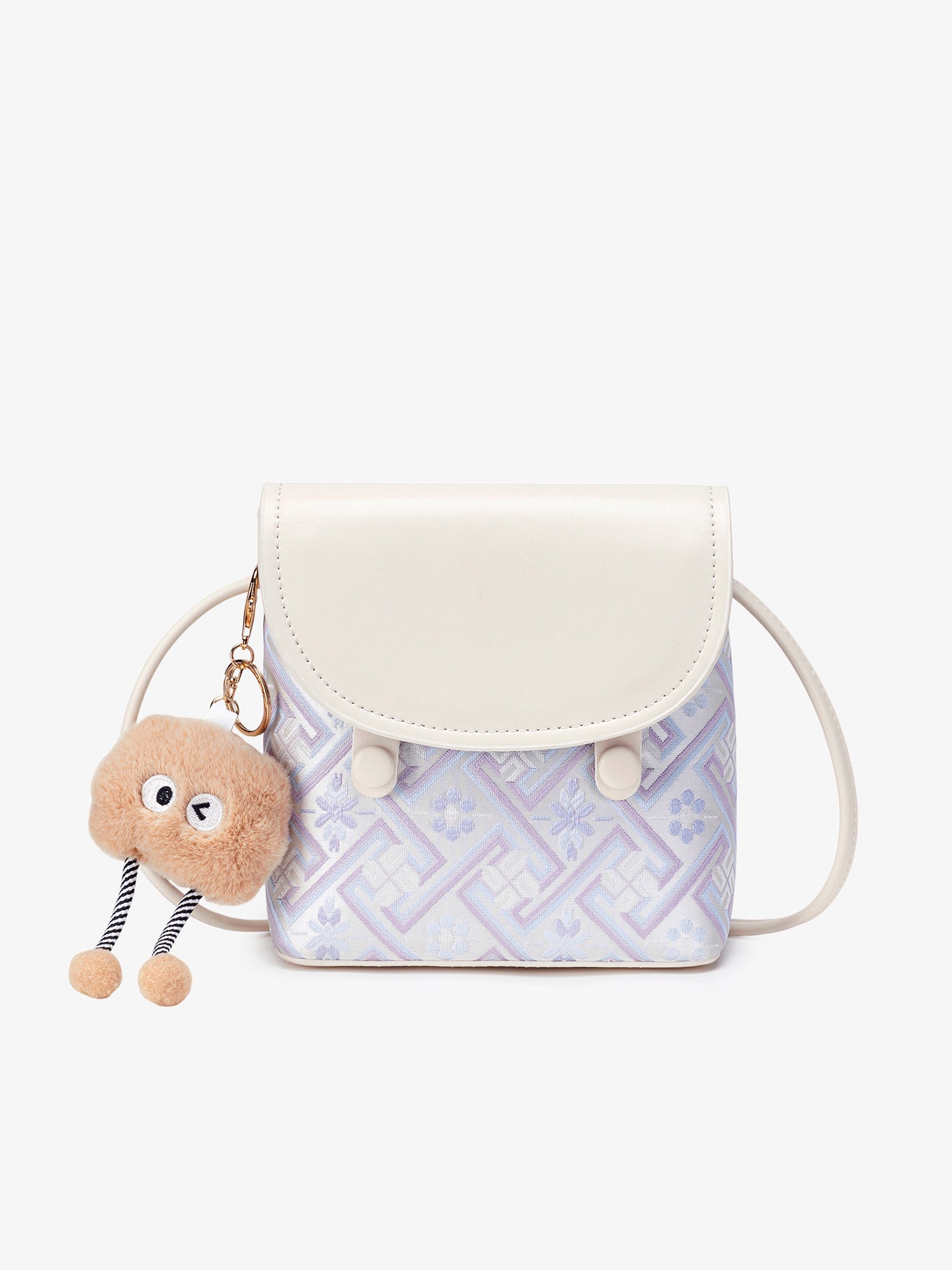 Refined Vegan Eco-Leather Mini Crossbody Bag with Lovely Charm