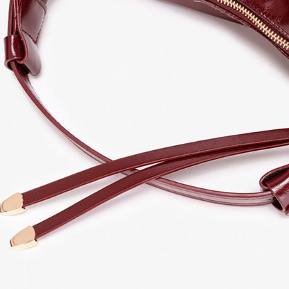 Retro Glossy Vegan Eco-Leather Hobo Bag with Mini Pouch