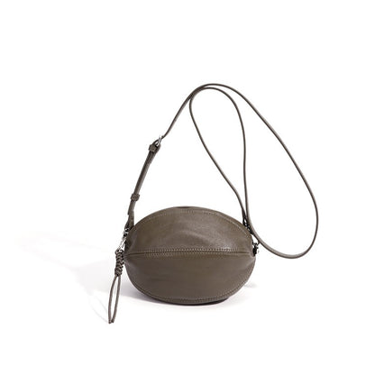 Modern Supple Genuine Sheepskin Leather Oval Rugby Clutch Bag
