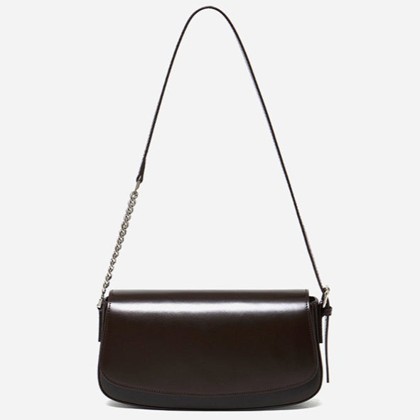 Minimalist Vintage Genuine Leather Baguette Saddle Bag