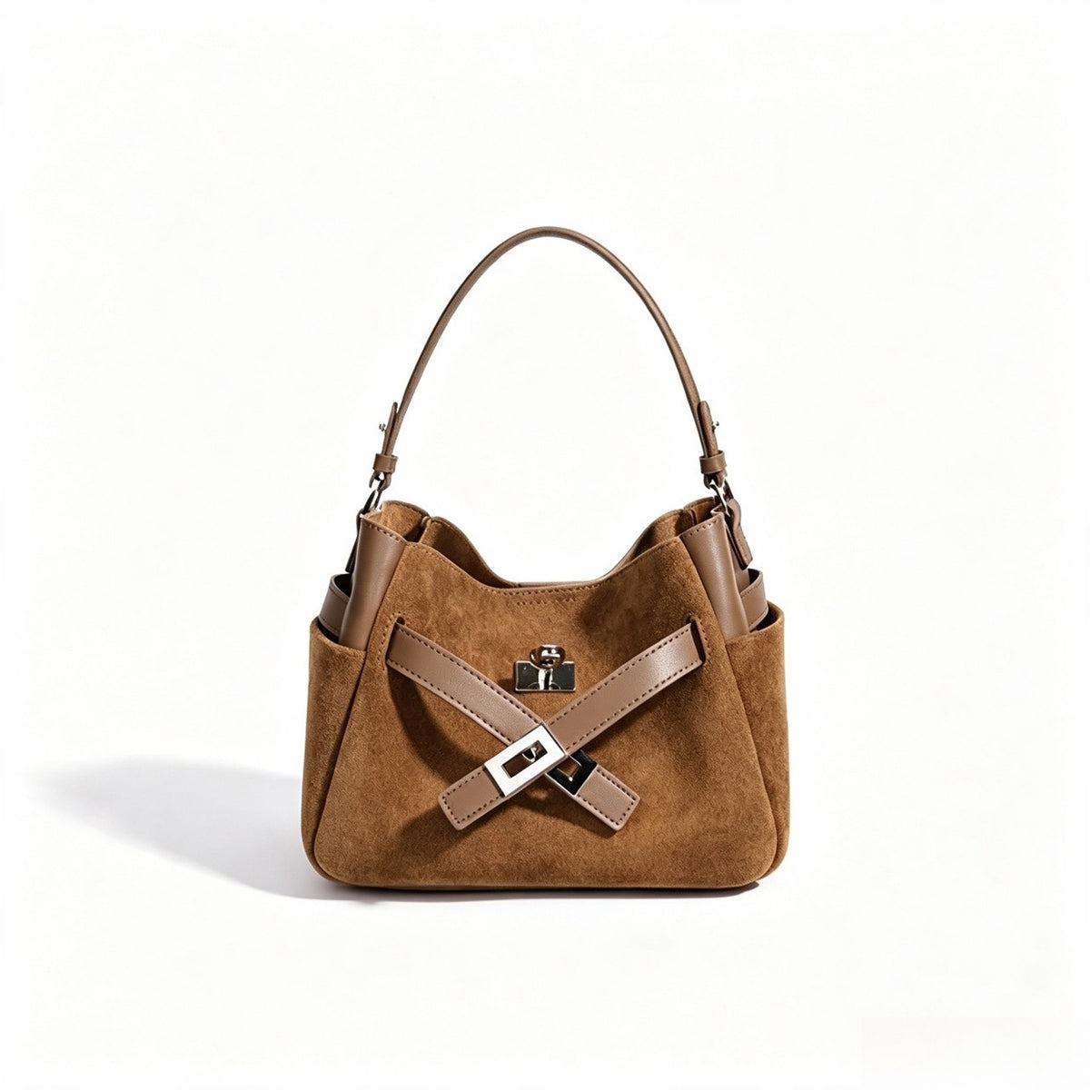 Lässige Beuteltaschen-Clutch aus echtem Veloursleder