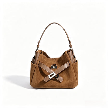 Lässige Beuteltaschen-Clutch aus echtem Veloursleder