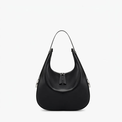 Borsa a tracolla a mezzaluna minimalista in vera pelle