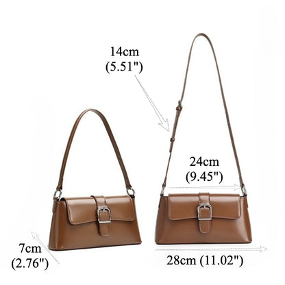 Retro Genuine Leather Baguette Clutch Bag