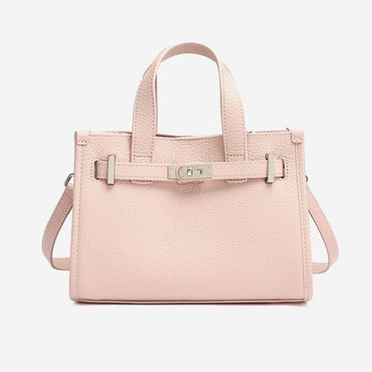Minimalist Pebbled Genuine Leather Kelly Clutch Bag with Metal Turn Lock