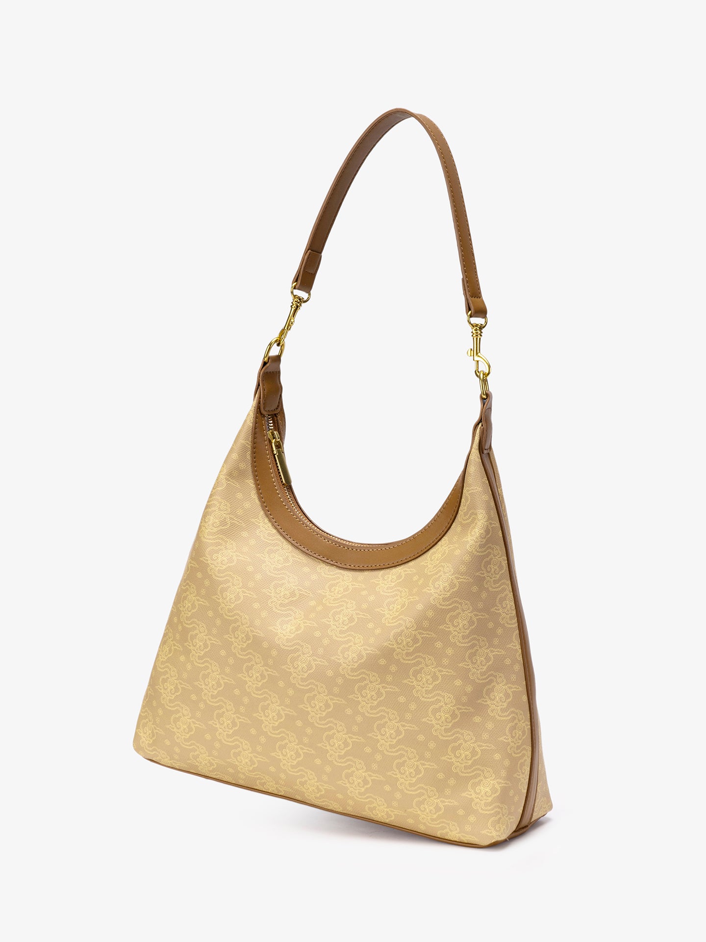 Exquisite Vintage Cloud Motif Vegan Eco-Leather Hobo Bag