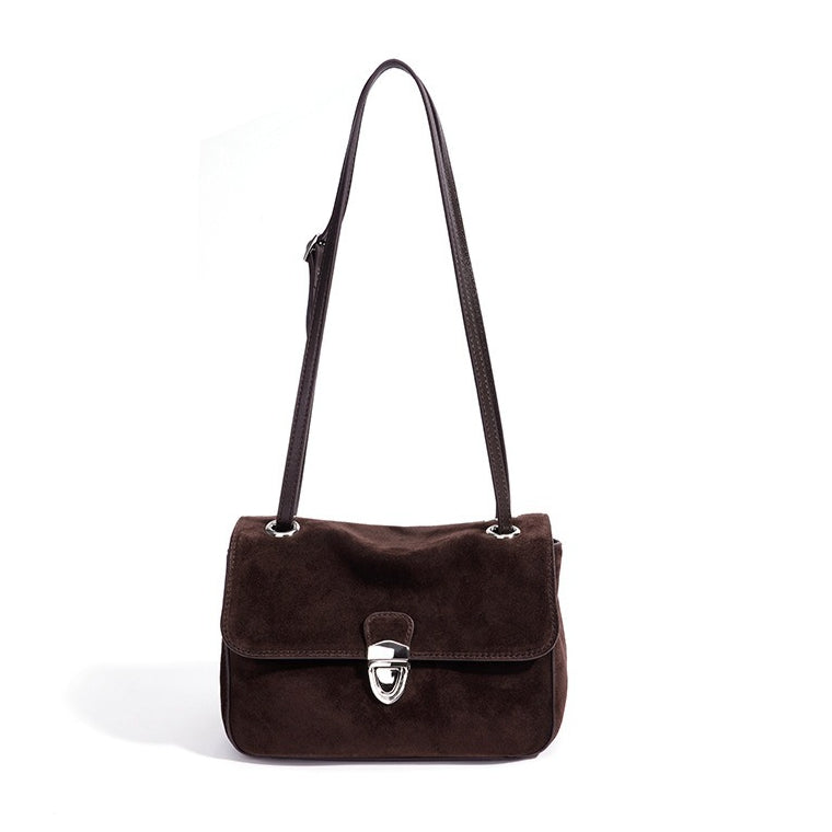 Elegant Suede Genuine Leather Flap Clutch Bag