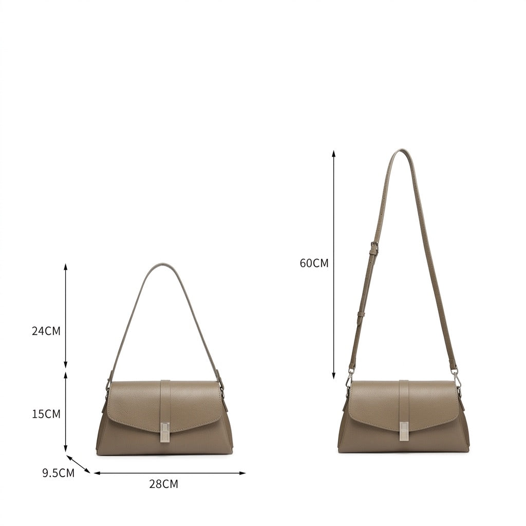 Borsa minimalista a spalla in vera pelle con fibbia H distintiva