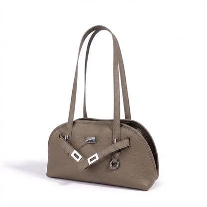 Borsa pochette a mezzaluna capiente in vera pelle dai colori vivaci