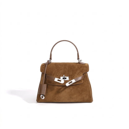 Retro Suede Genuine Leather Kelly Clutch Bag