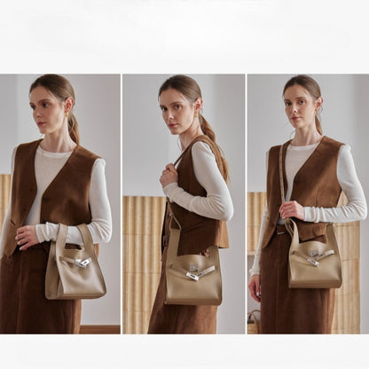 Classic Genuine Leather Chic Daily Crossbody Bucket Bag