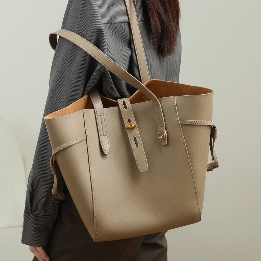 Sac fourre-tout vintage en cuir véritable pour femme avec boucle à cadenas
