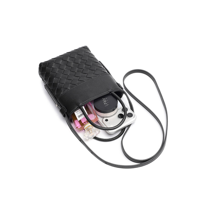 Mini borsa clutch artigianale intrecciata in vera pelle di agnello