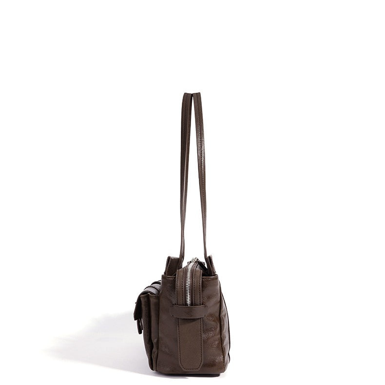 Vintage Genuine Leather Cargo Satchel Clutch Bag
