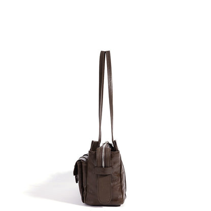 Vintage Genuine Leather Cargo Satchel Clutch Bag