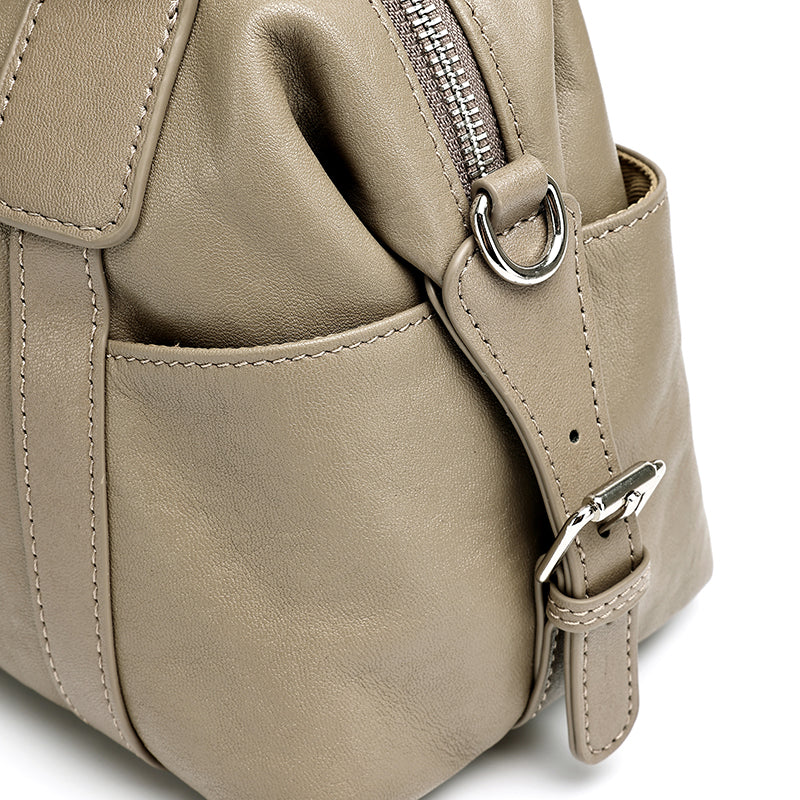 Effortless Genuine Leather Commuter Boston Clutch Bag