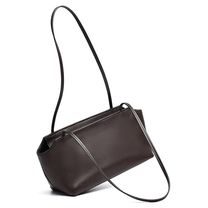 Minimalist Genuine Lambskin Leather Baguette Clutch Bag