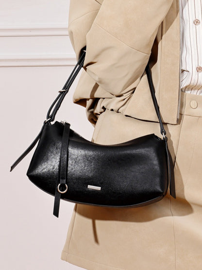Elegant Genuine Leather Crescent Clutch Bag