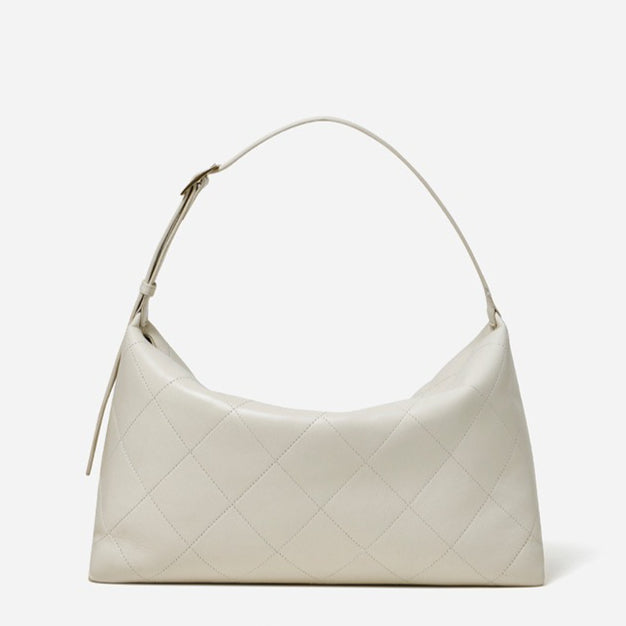 Elegant Quilted Sheepskin Leather Hobo Clutch Bag