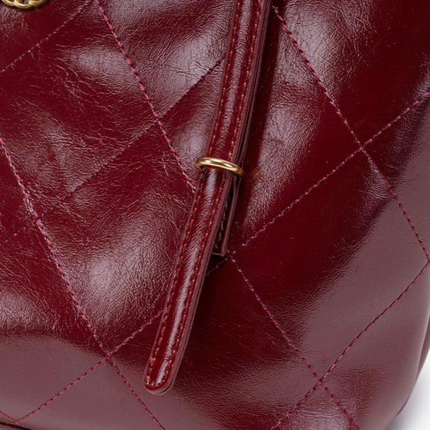 Sculpted Quilted Vegan Eco-Leather Chain Tote Bag