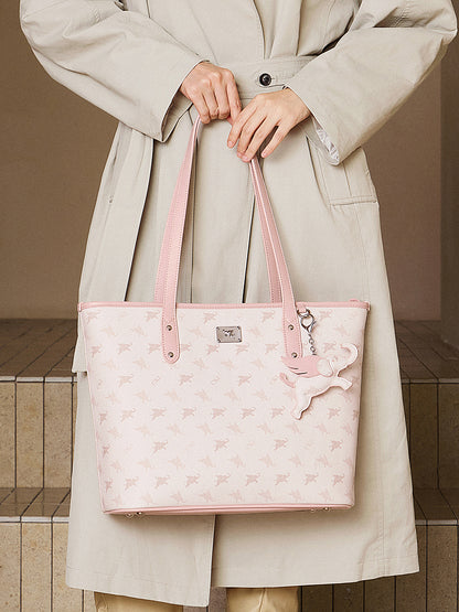 Ampia borsa a spalla tote di lusso vintage con monogramma Flying Elephant