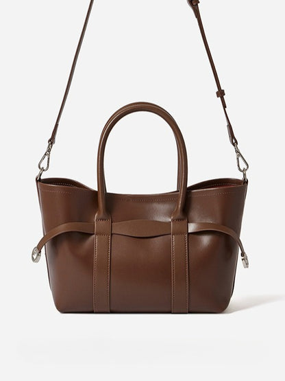 Italian Luxury Plain Genuine Leather Cowhide Large Tote Crossbody Bag