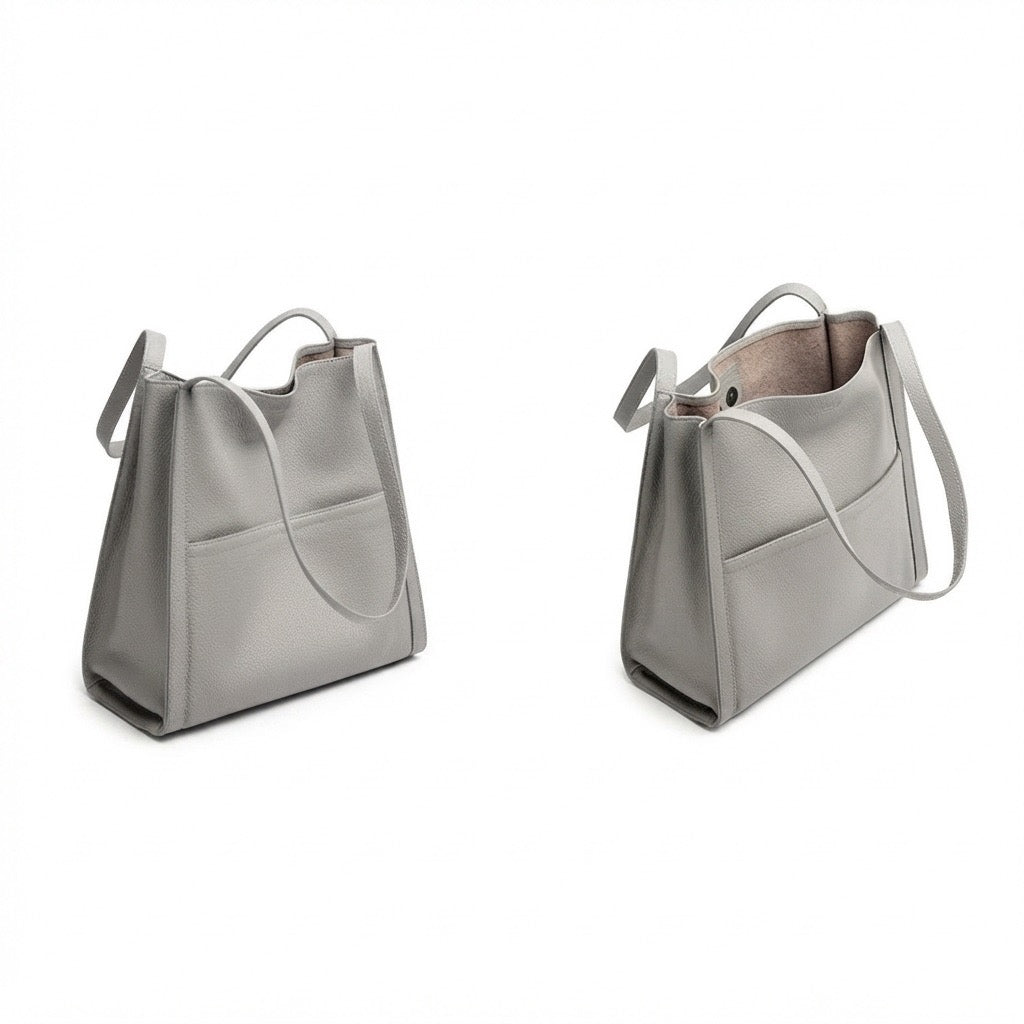 Supple Genuine Leather Spacious Tote Clutch Bag