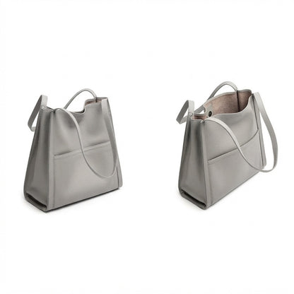Supple Genuine Leather Spacious Tote Clutch Bag