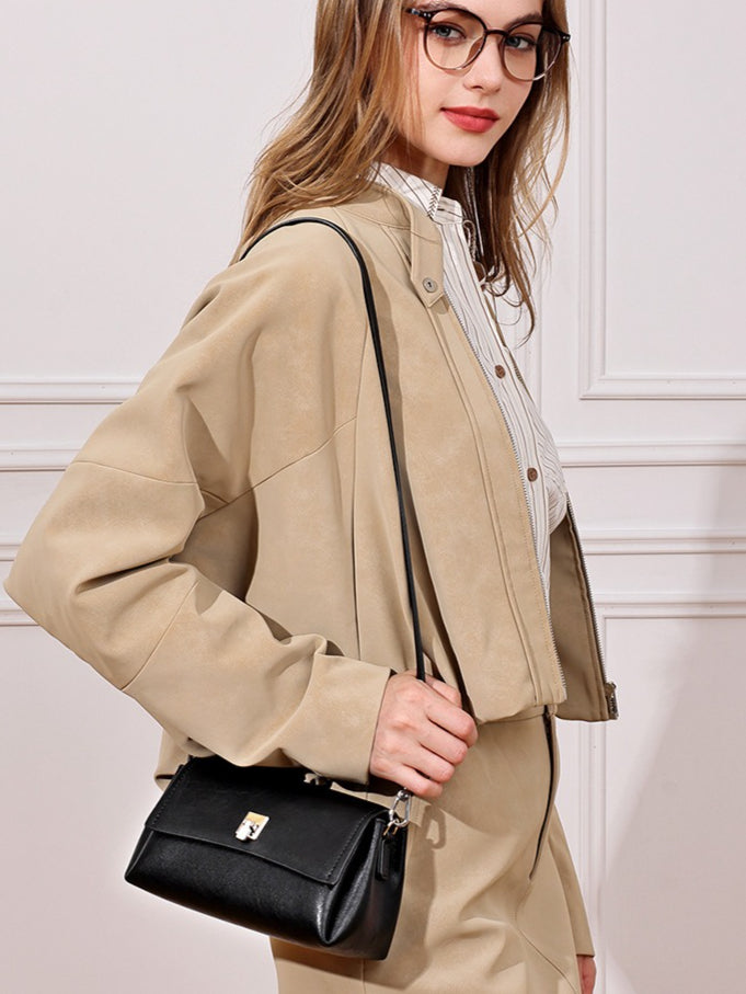 Featherlight Pebbled Genuine Leather Pillow Clutch Bag