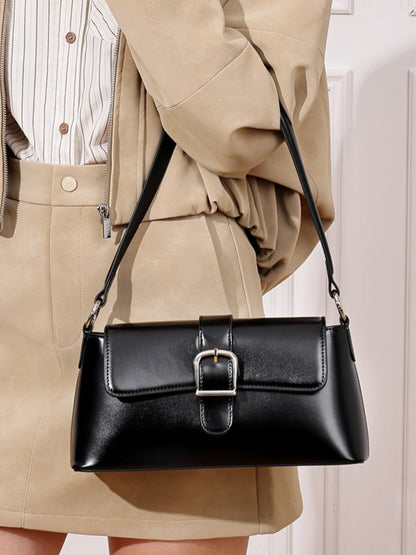 Retro Genuine Leather Baguette Clutch Bag