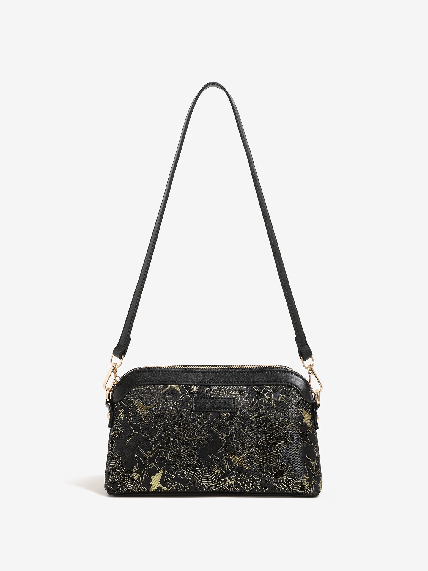 Opulent Crane Pattern Vegan Eco-Leather Clutch Bag
