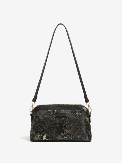 Opulent Crane Pattern Vegan Eco-Leather Clutch Bag